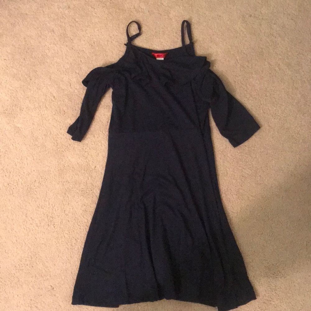 Navy off the shoulder mini dress